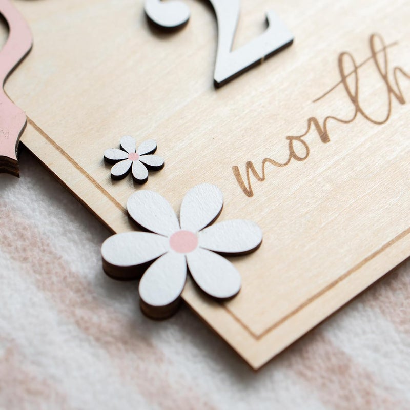 HONOCOOLS Store Baby Monthly Milestone Sign,1-12 Monthly Baby Milestone, Month Milestone Baby Girl, Baby Months Milestone, Newborn Photography Props Double-Sided (B14) - Image 4